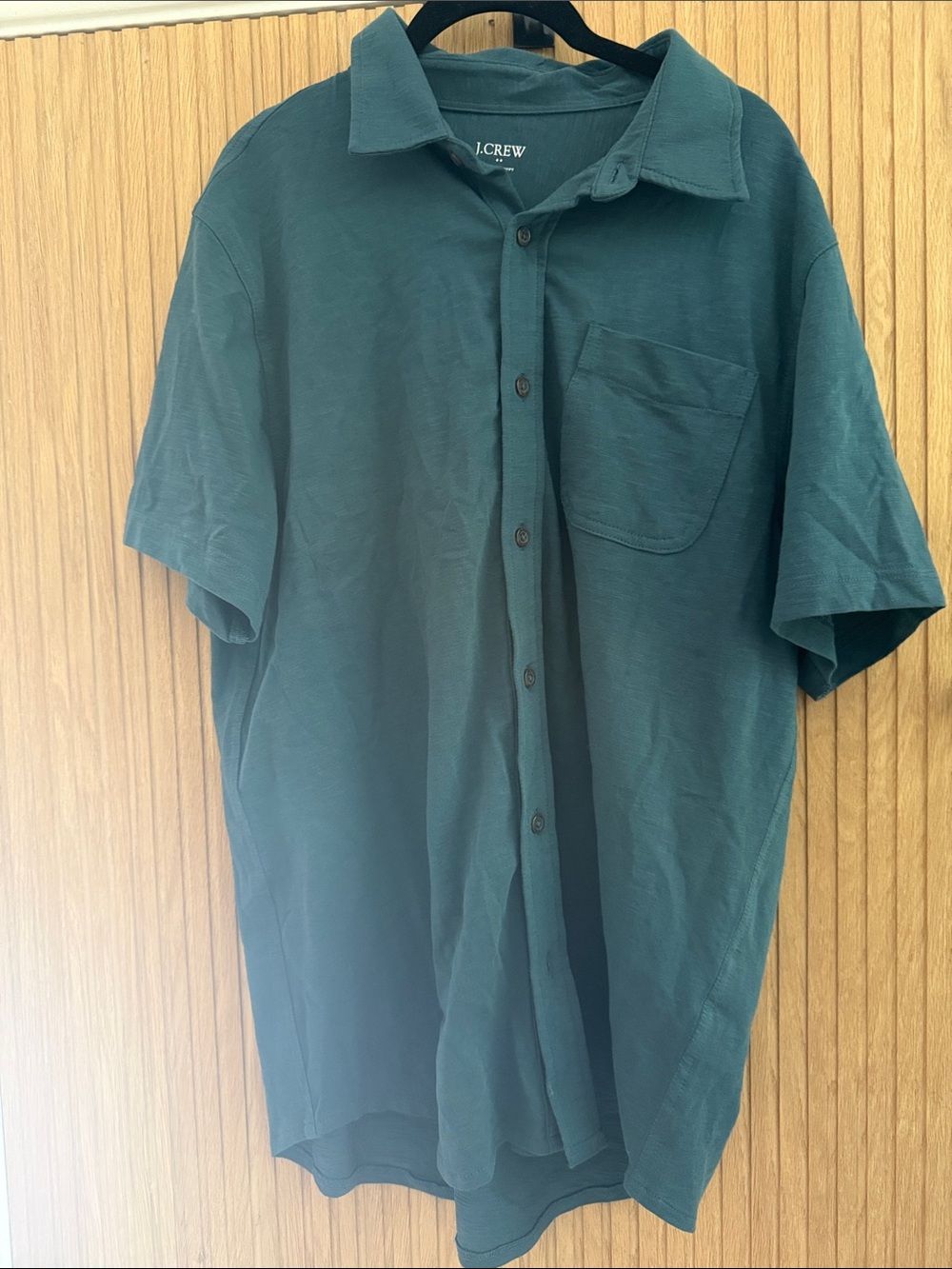 J. Crew Men's Short-Sleeve Button-Down Shirt in Blue Large Size casual